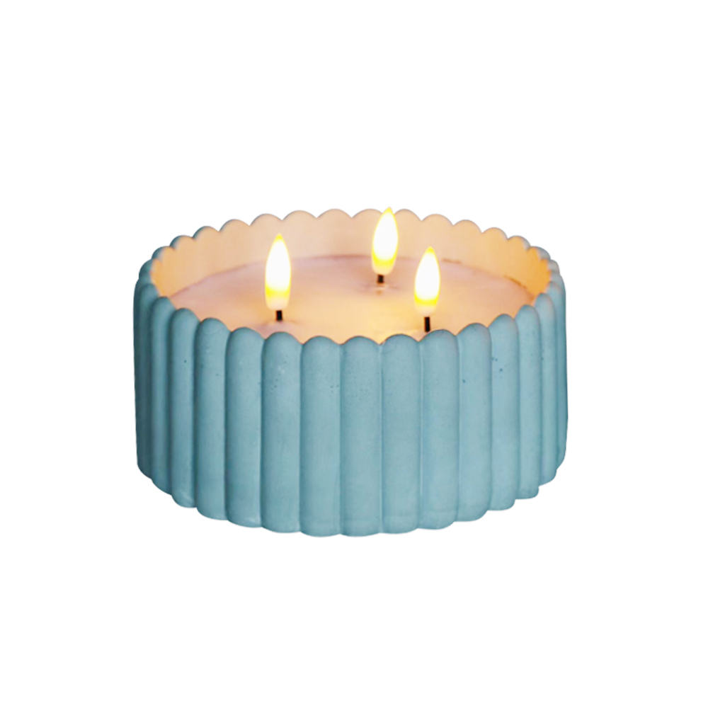 Decoración del hogar con batería LED Cemento 3D Wick Candle