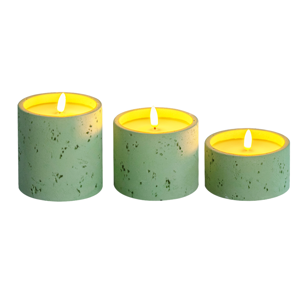 Vela de concreto de concreto de cemento de superficie natural natural de batería 3D LED
