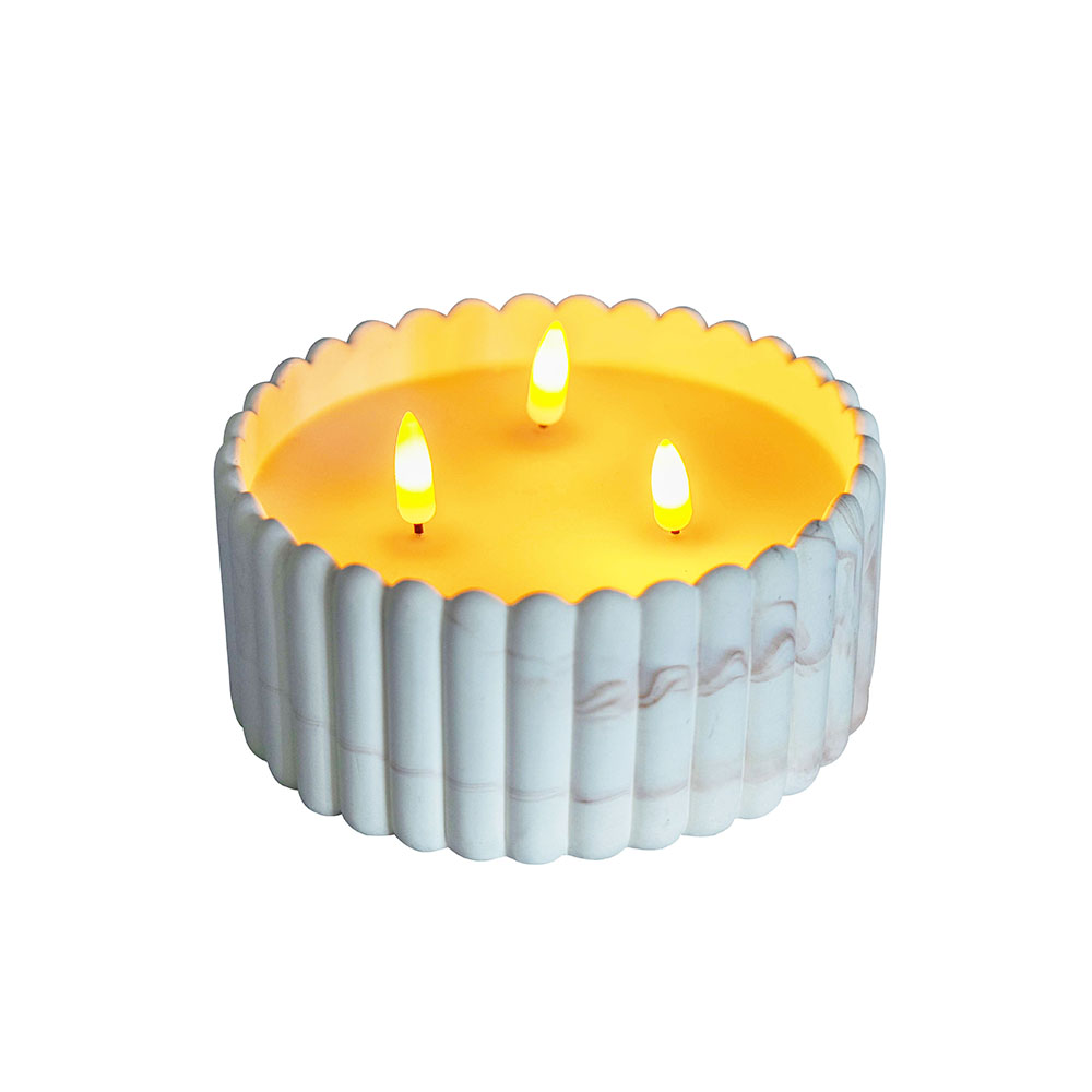 Decoración del hogar con batería LED Cemento 3D Wick Candle